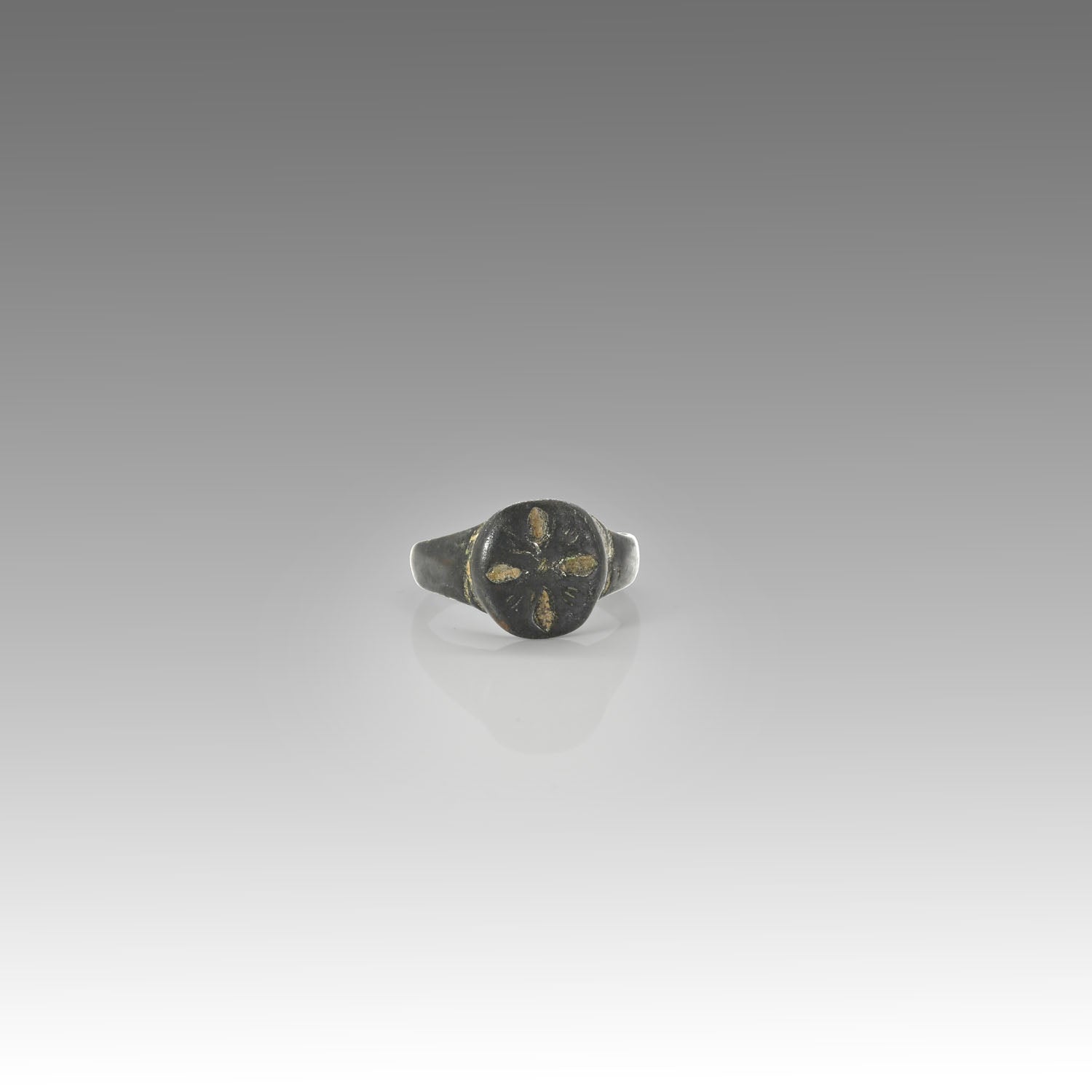 A Crusader Bronze Ring with Silver Cross Inlay, Crusader Period, ca. 12th–13th century CE
