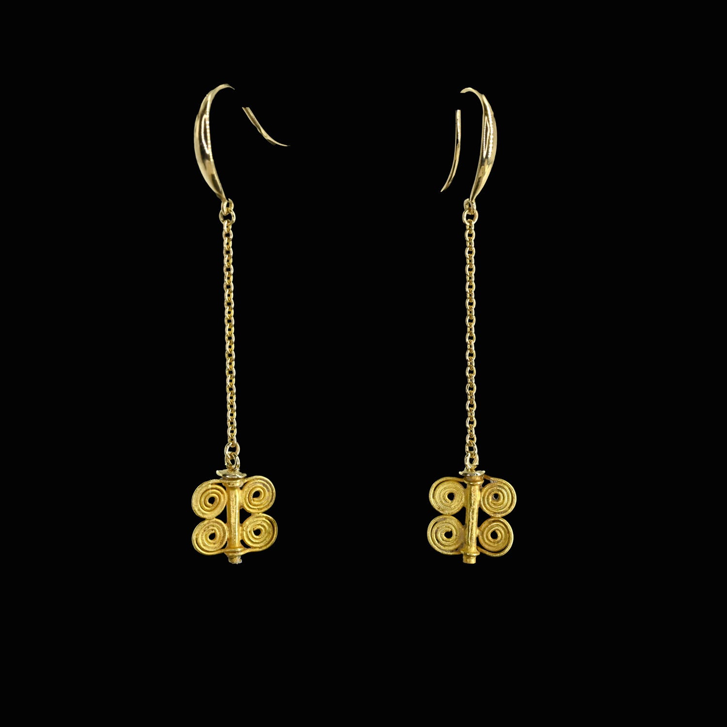 A pair of Babylonian gold Spiral Beads set as Earrings, Old Babylonian Period, ca. 1894 – 1595 BCE