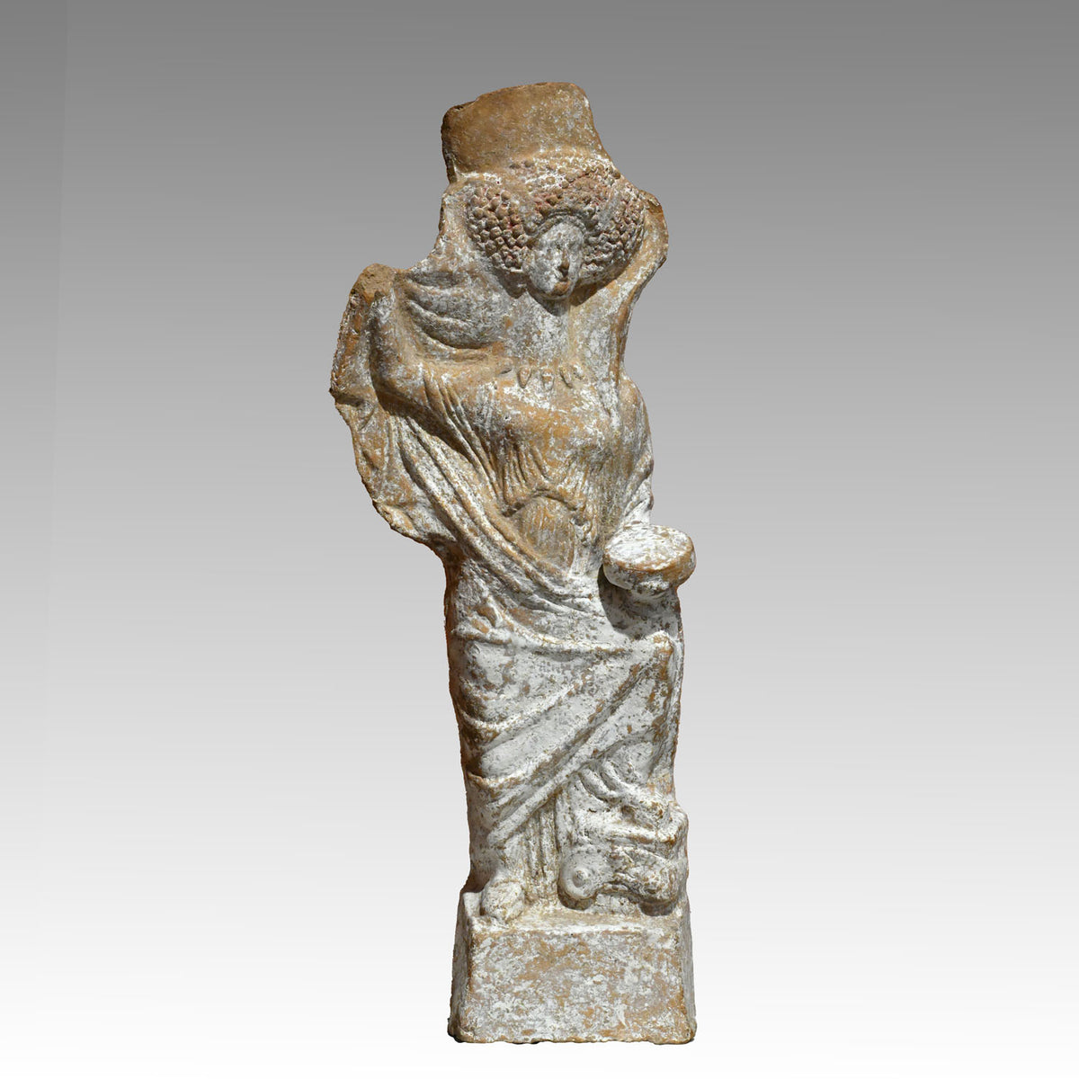Boeotian Terracotta Standing Female with Veil, Classical Period, ca. 400 - 375 BCE