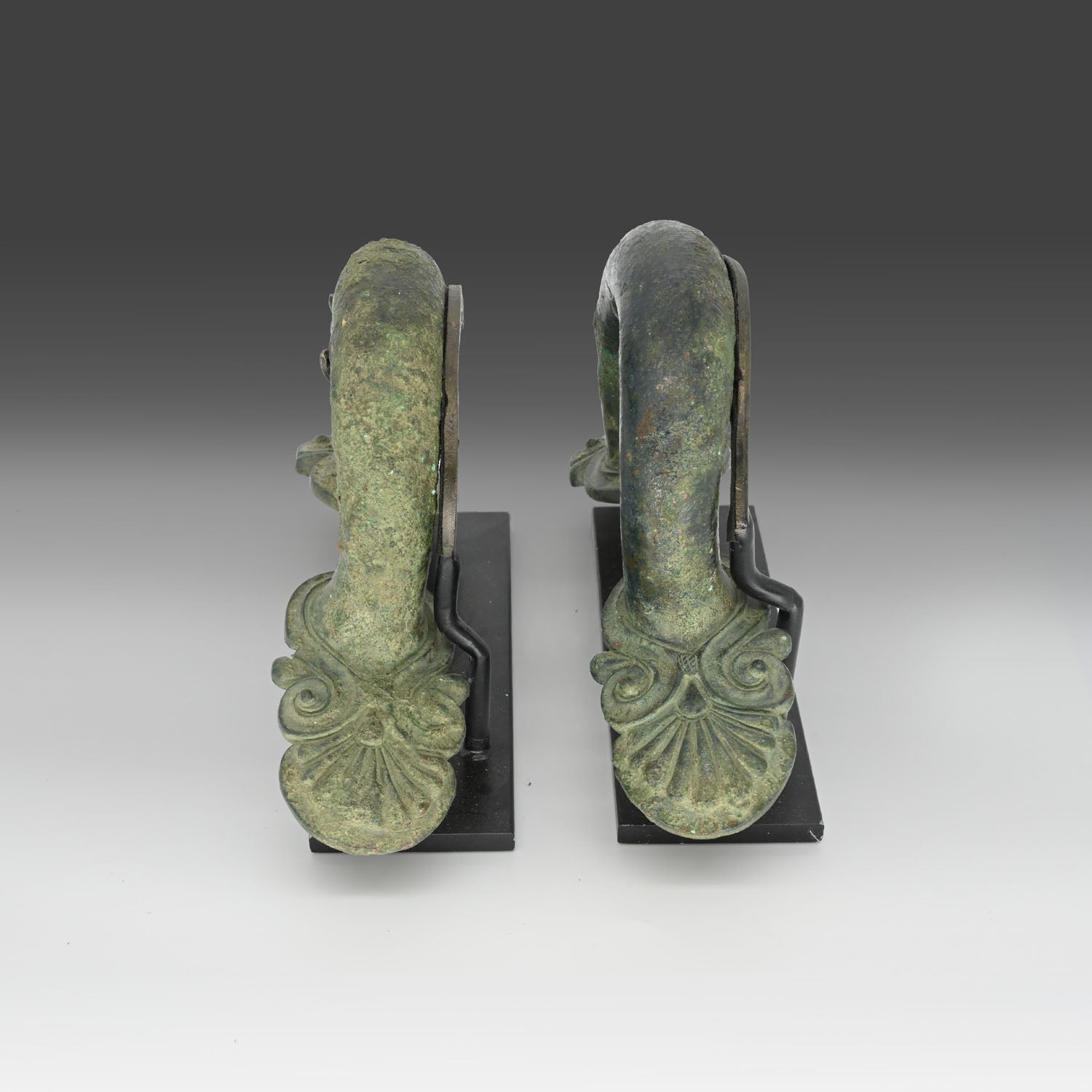 Pair of Bronze Hydria Handles with Palmette Terminals, Classical period, ca. 5th century BCE