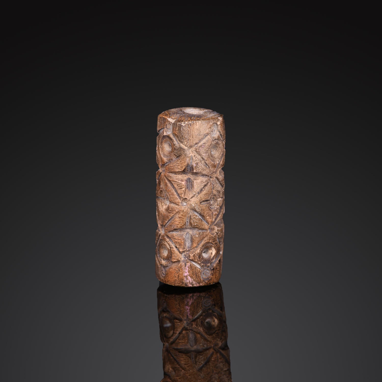 A Levantine Steatite Cylinder Seal with Geometric Decoration, Late Bronze Age through early Iron Age, ca. 2nd - 1st Millennium BCE