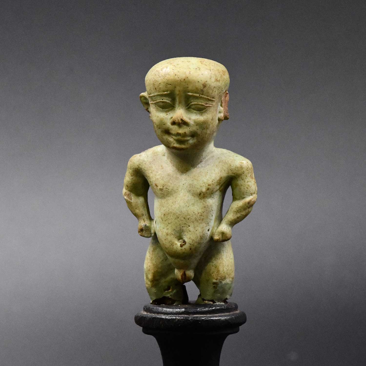 A fine Egyptian Faience Janus Amulet of Pataikos, Late Period, ca. 664 - 332 BCE