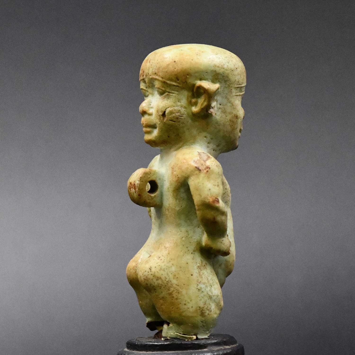 A fine Egyptian Faience Janus Amulet of Pataikos, Late Period, ca. 664 - 332 BCE