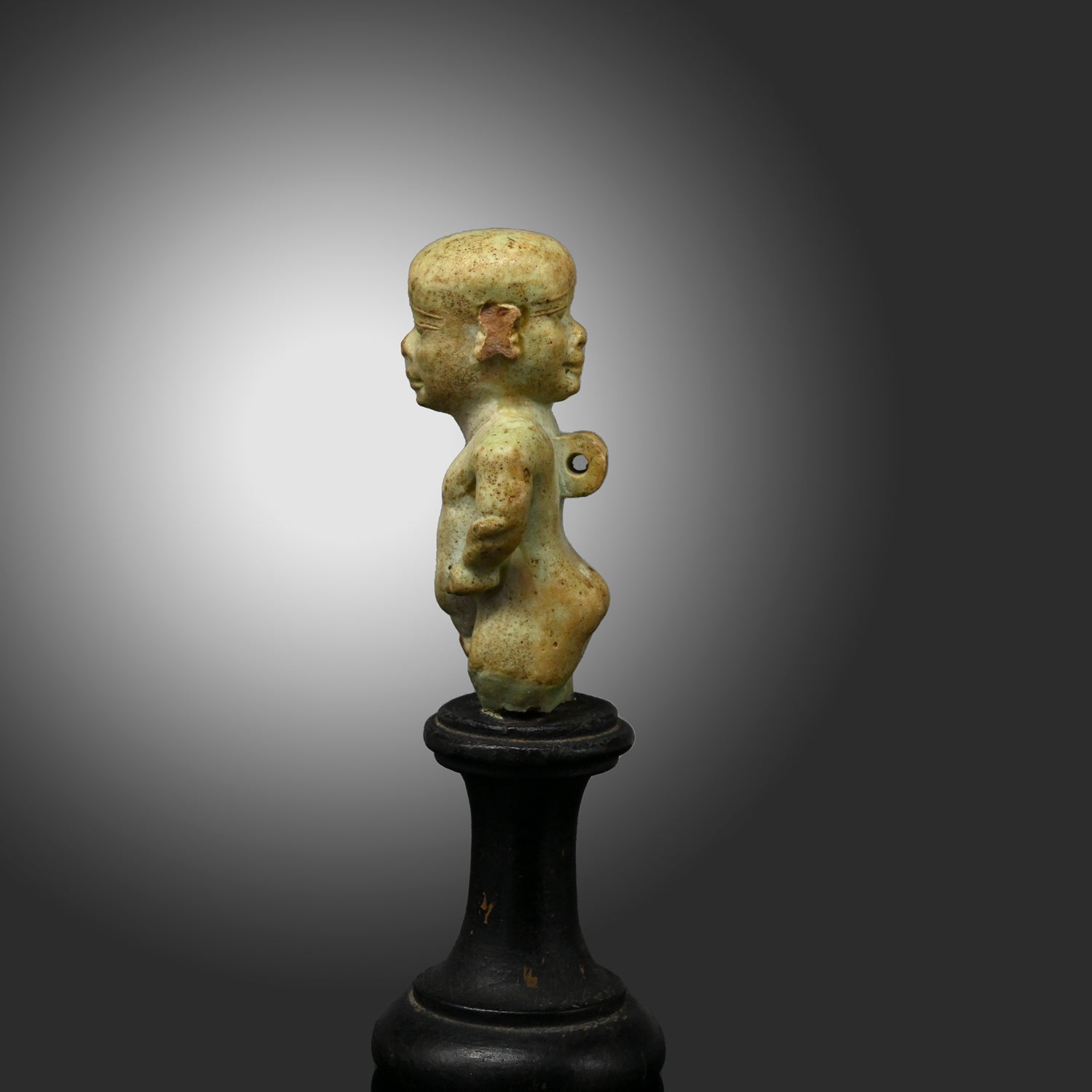 A fine Egyptian Faience Janus Amulet of Pataikos, Late Period, ca. 664 - 332 BCE