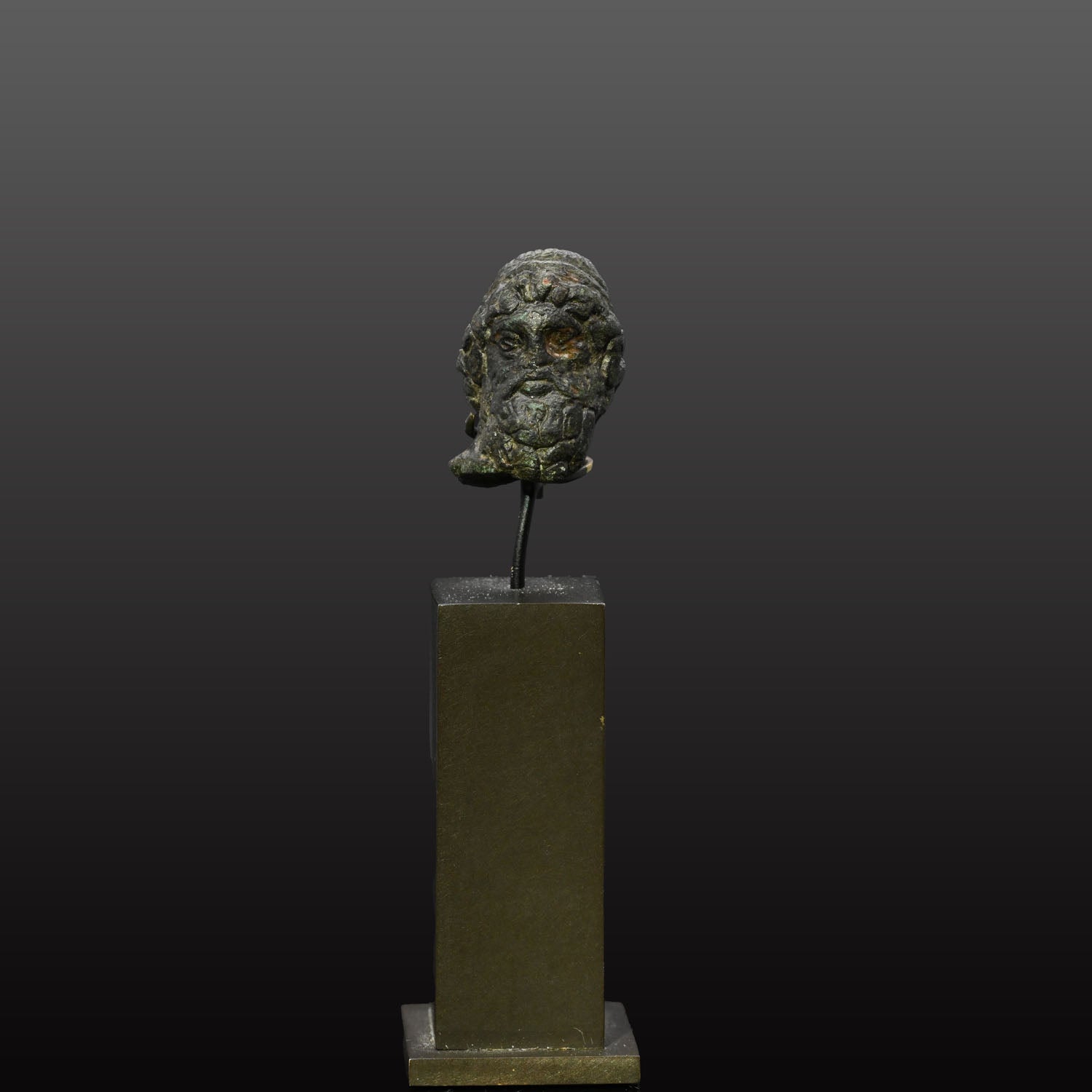 Roman Bronze Head of Zeus, Roman Imperial Period, ca. 1st - 2nd century CE