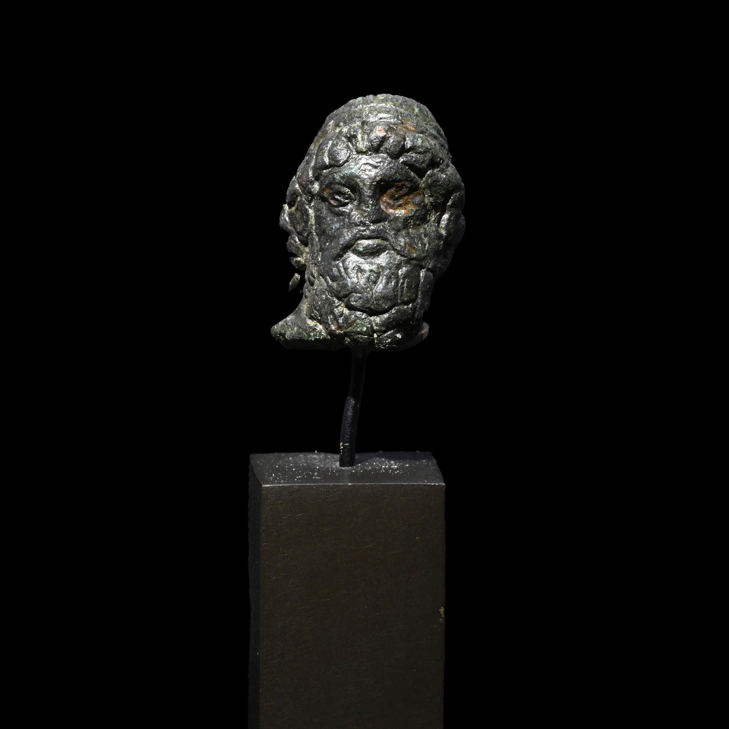 Roman Bronze Head of Zeus, Roman Imperial Period, ca. 1st - 2nd century CE