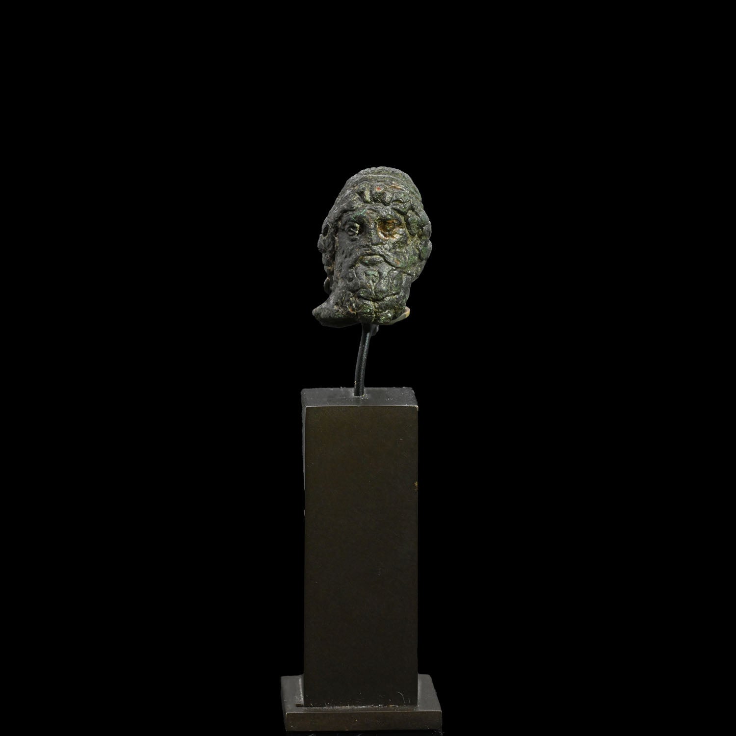 Roman Bronze Head of Zeus, Roman Imperial Period, ca. 1st - 2nd century CE