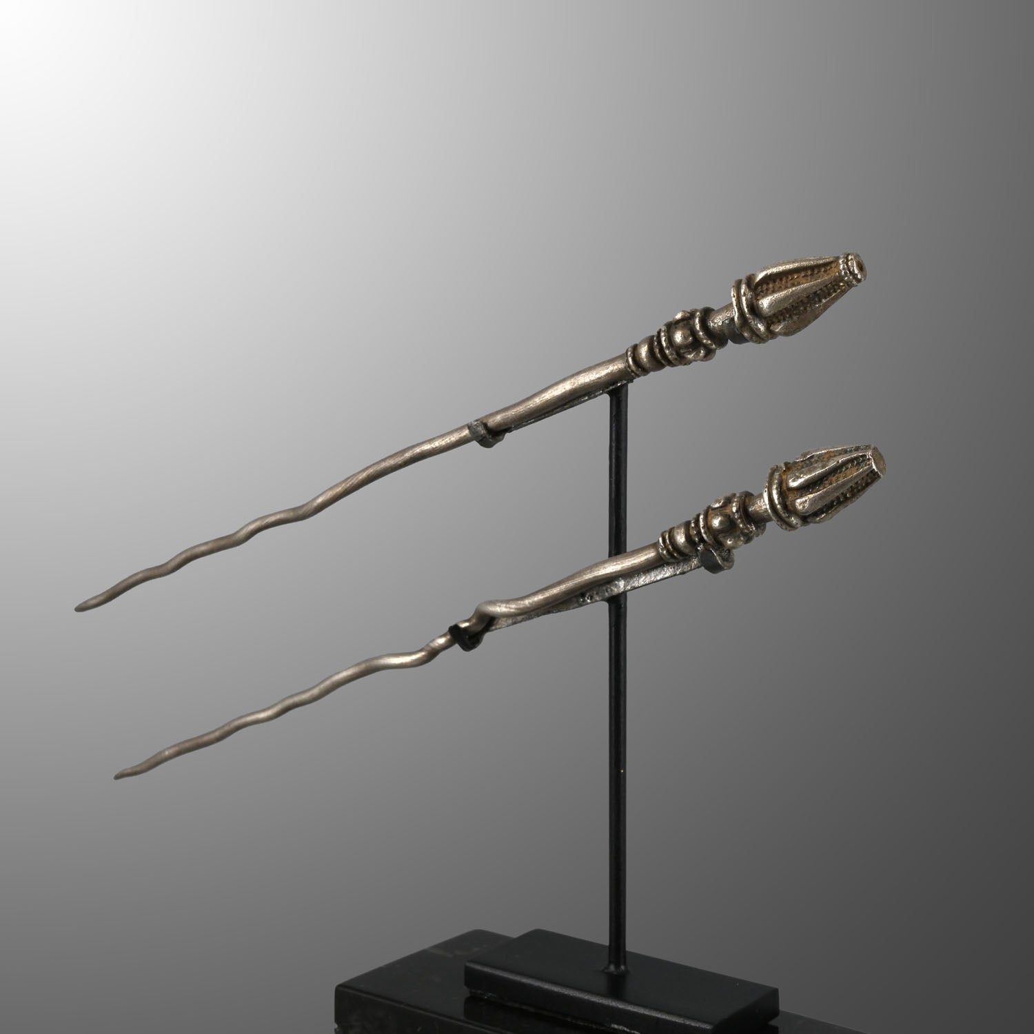 A pair of fine Greek Solid Silver Pins, Classical Period, ca. 5th century BCE