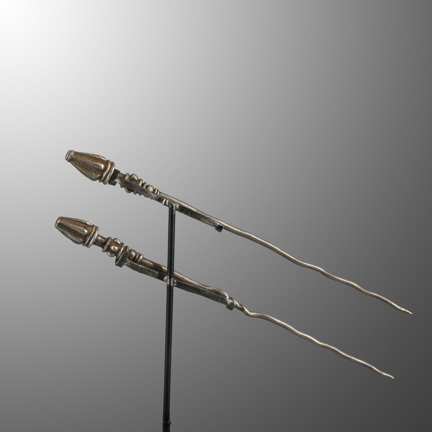 A pair of fine Greek Solid Silver Pins, Classical Period, ca. 5th century BCE