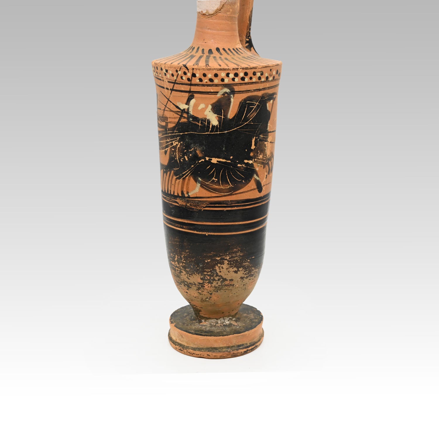 Attic Black Figure Lekythos, Group of Haimon Painter, ca. 6th Century BCE