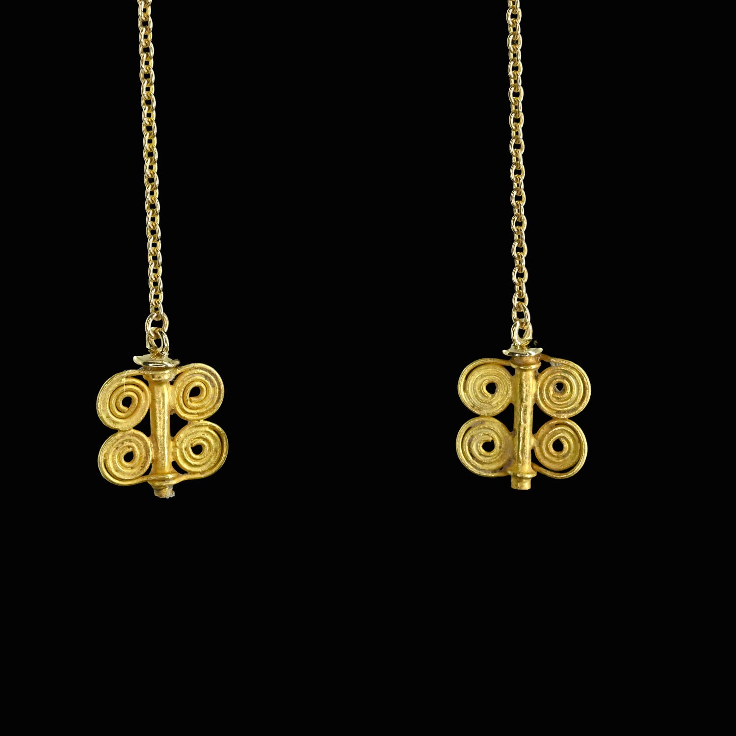 A pair of Babylonian gold Spiral Beads set as Earrings, Old Babylonian Period, ca. 1894 – 1595 BCE