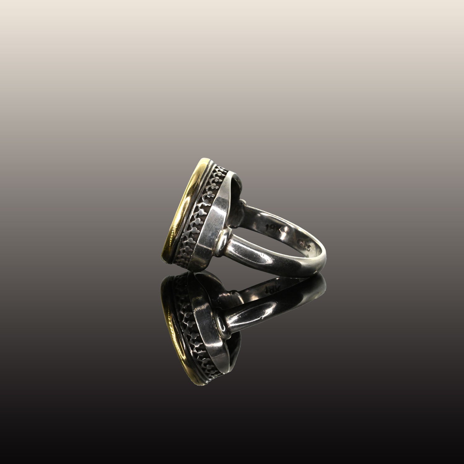 A Silver and Gold Ring With Ancient Widows Mite Biblical Coin, ca. 103 - 76 BCE