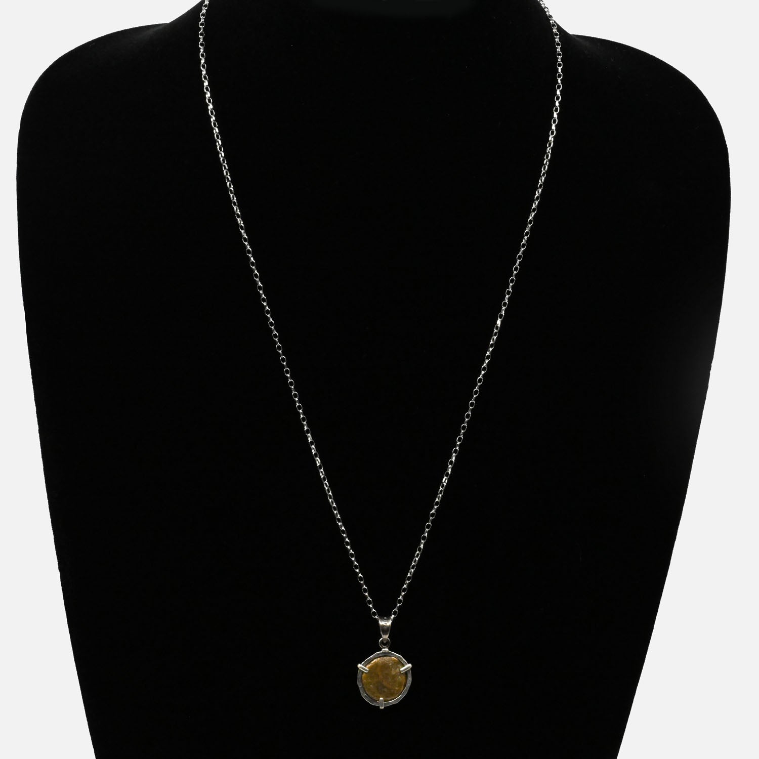 A Judean Widows Mite Biblical Coin set as a pendant, ca. 103 - 76 BCE