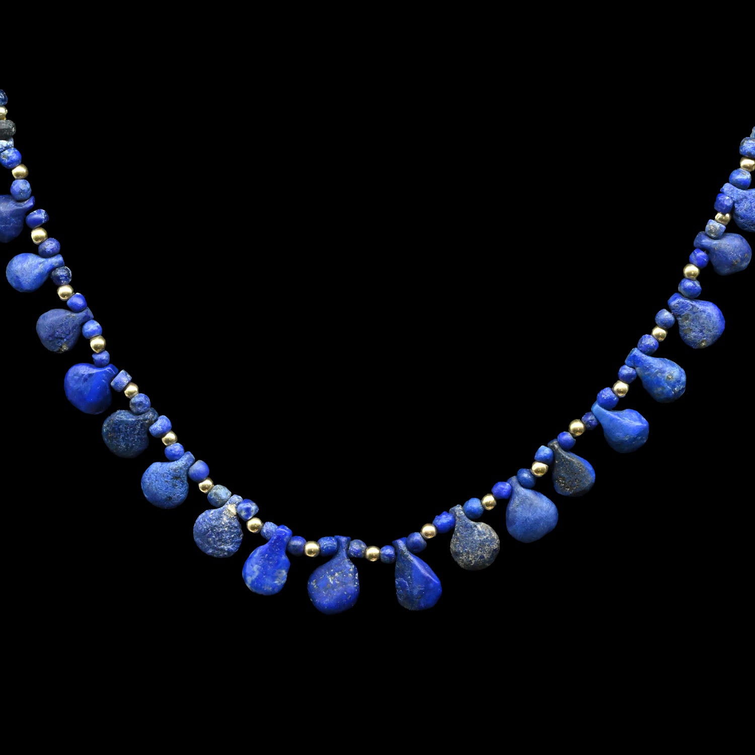 A Western Asiatic Lapis Lazuli and Gold Bead Necklace, Late Bronze Age through early Iron Age, ca. 2nd - 1st Millennium BCE