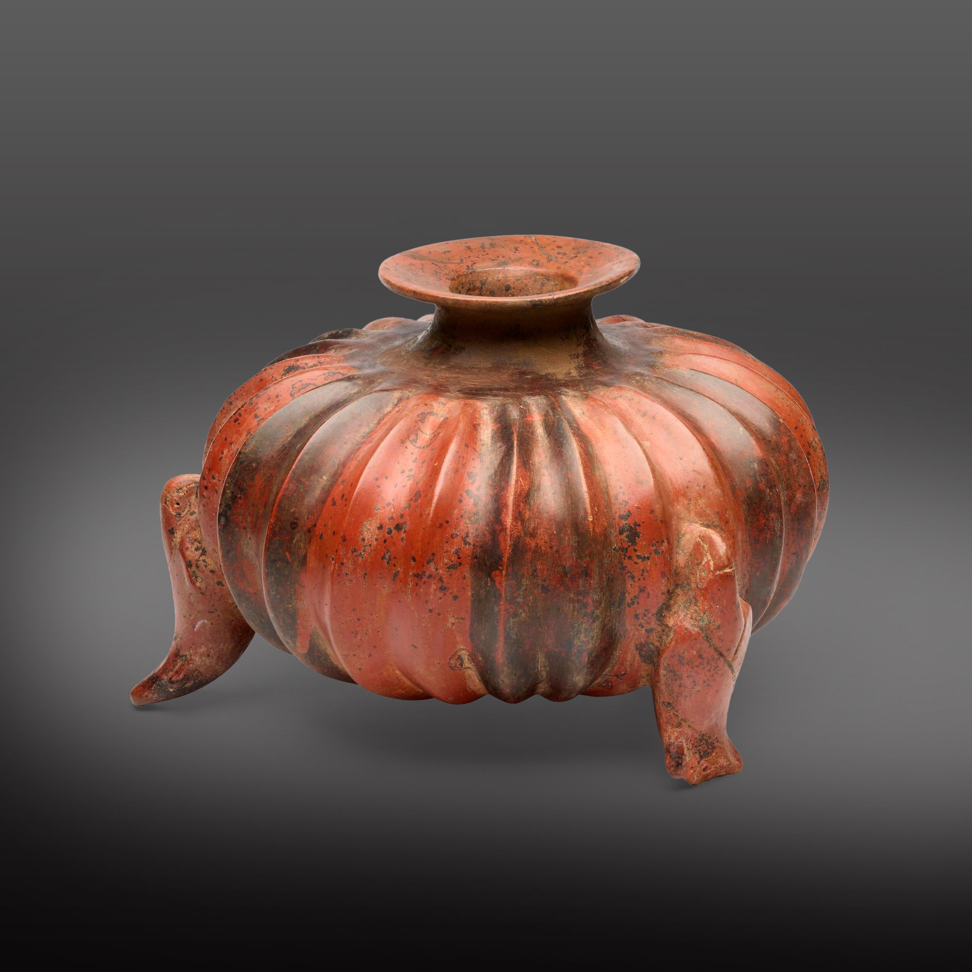 A large Colima Fluted Parrot Vessel, Late Formative-Early Classic Period, ca. 250 BCE - 100 CE