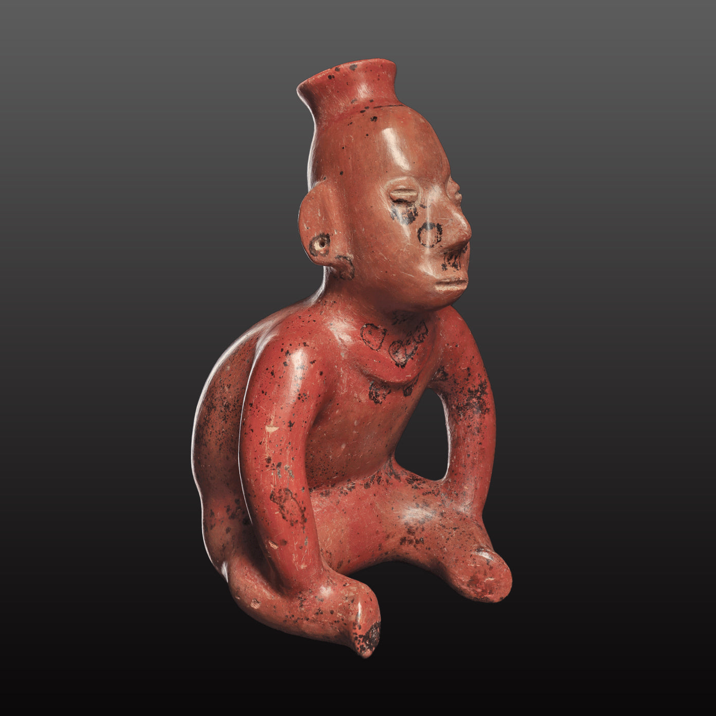 Colima Redware Seated Hunchback Figure, Protoclassic to Early Classic Period, ca. 100 BCE – 250 CE