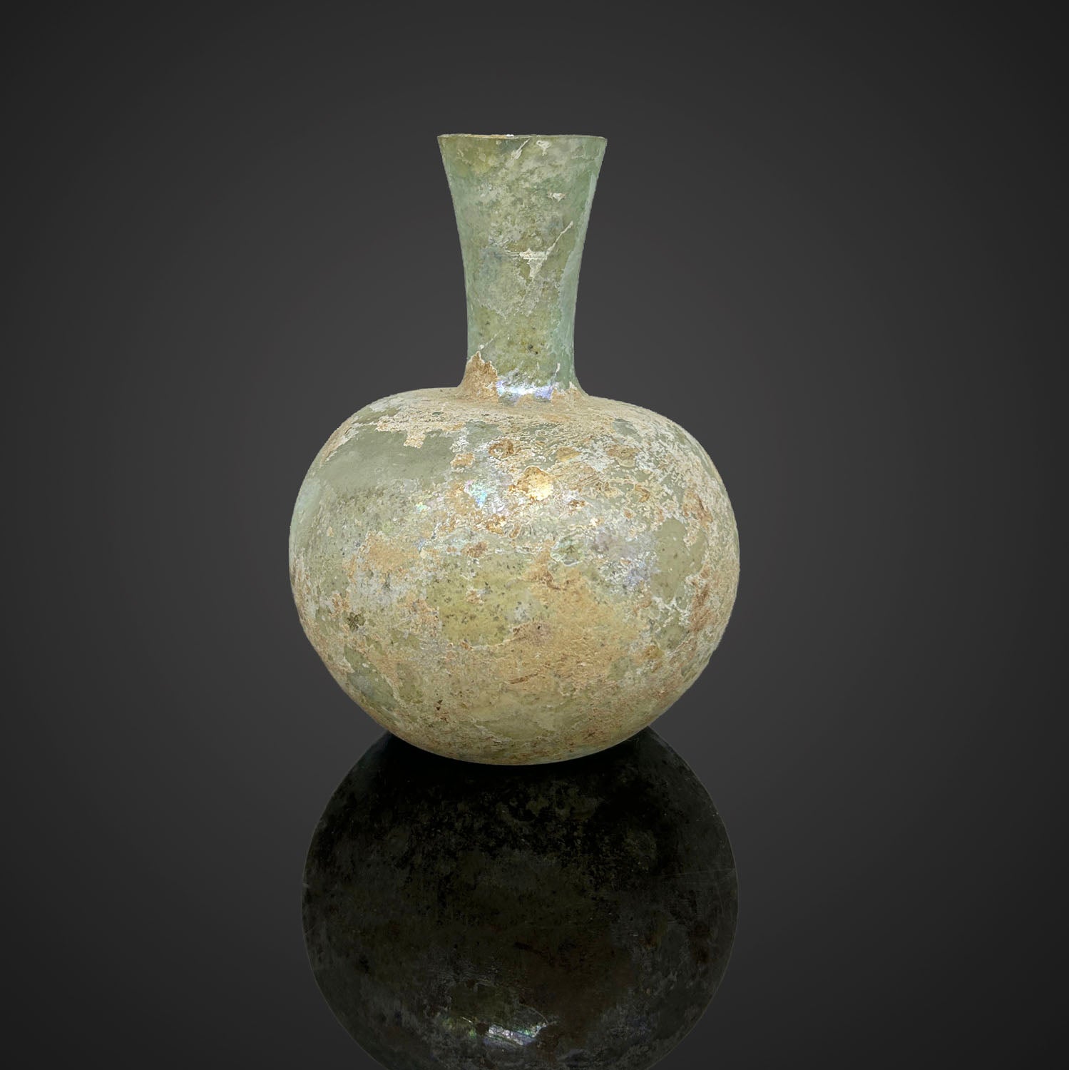 Roman glass flask, ca. 1st century CE