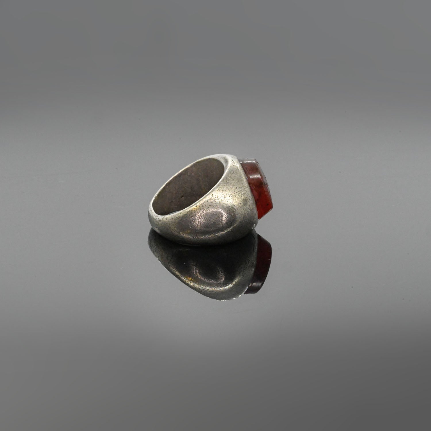 Roman Silver & Carnelian Finger Ring, Roman Imperial Period, ca. 2nd - 3rd century CE