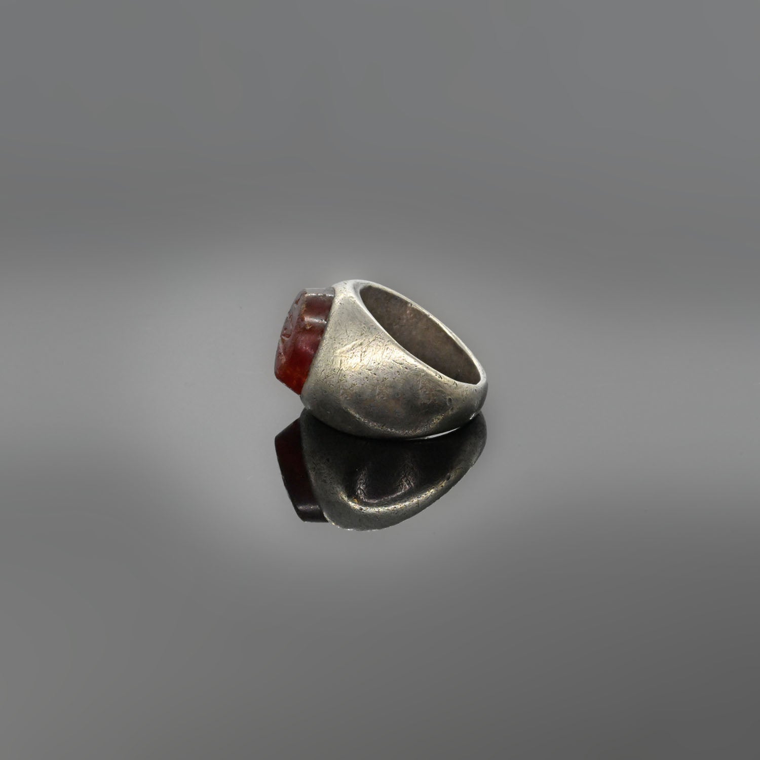 Roman Silver & Carnelian Finger Ring, Roman Imperial Period, ca. 2nd - 3rd century CE