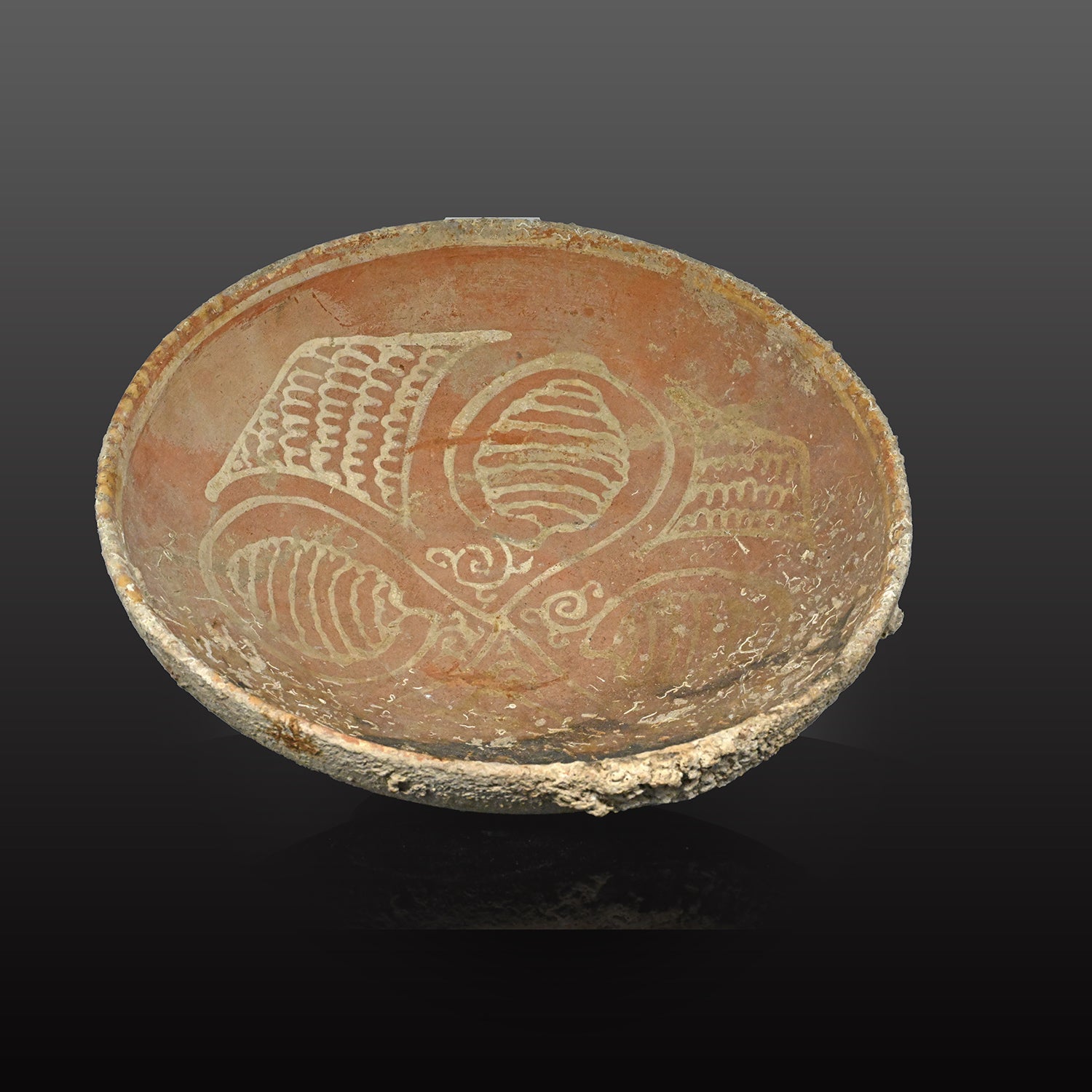A Large Byzantine Shipwreck Bowl with White Slip-Painted Decoration, ca. 9th - 12th century CE