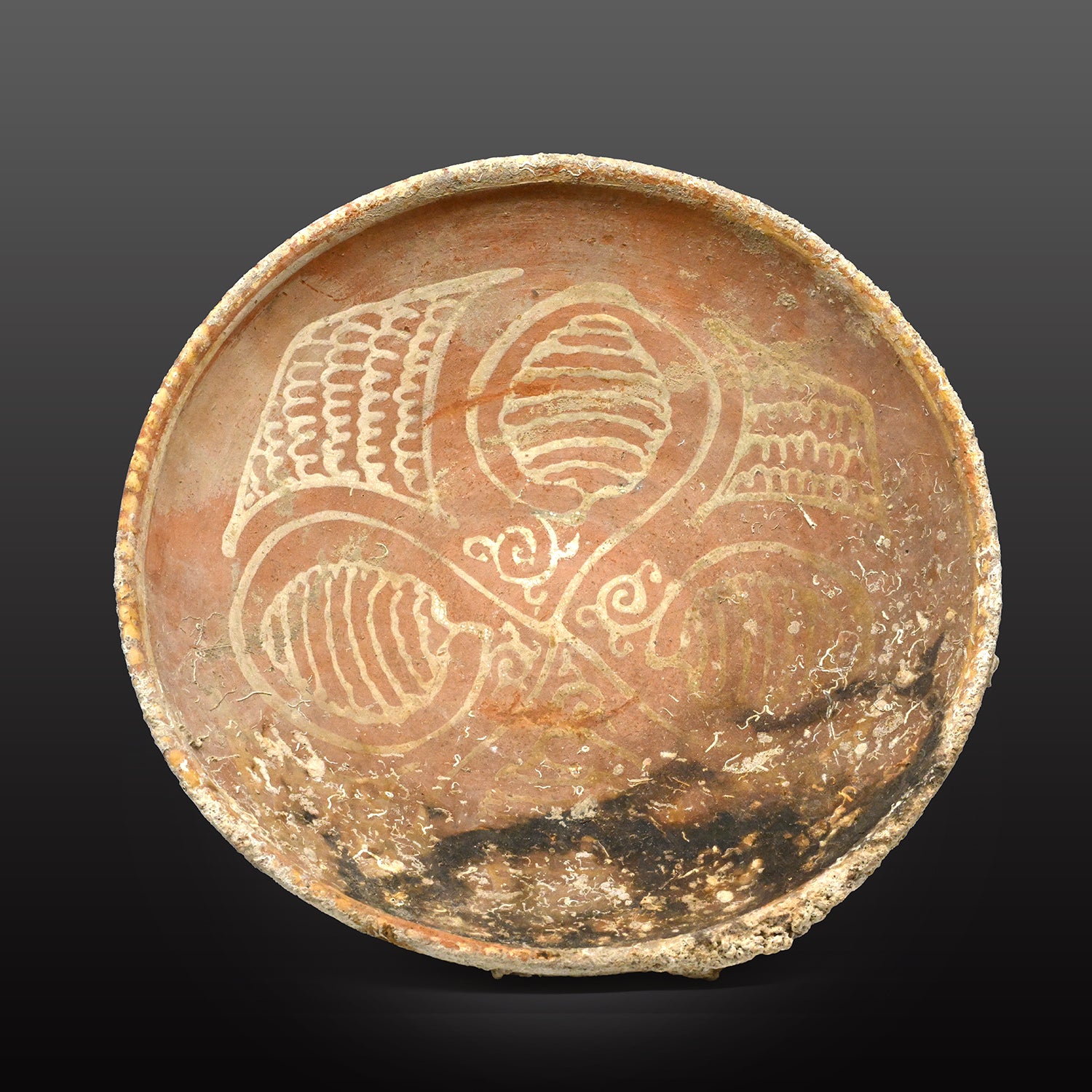 A Large Byzantine Shipwreck Bowl with White Slip-Painted Decoration, ca. 9th - 12th century CE