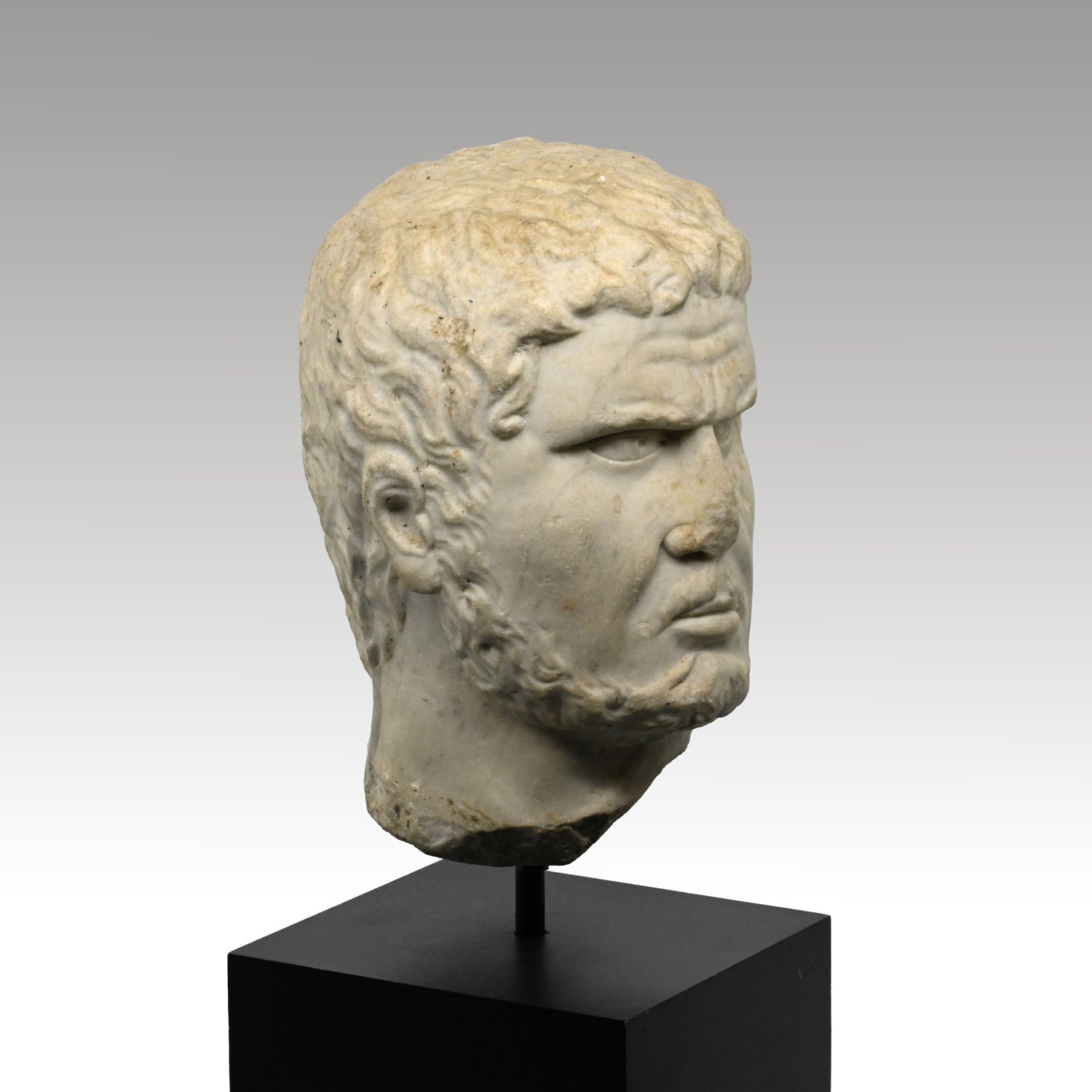 A Roman Marble Portrait Head of Caracalla, Roman Imperial Period, Severan Dynasty, Reign of Caracalla, 198 – 217 CE