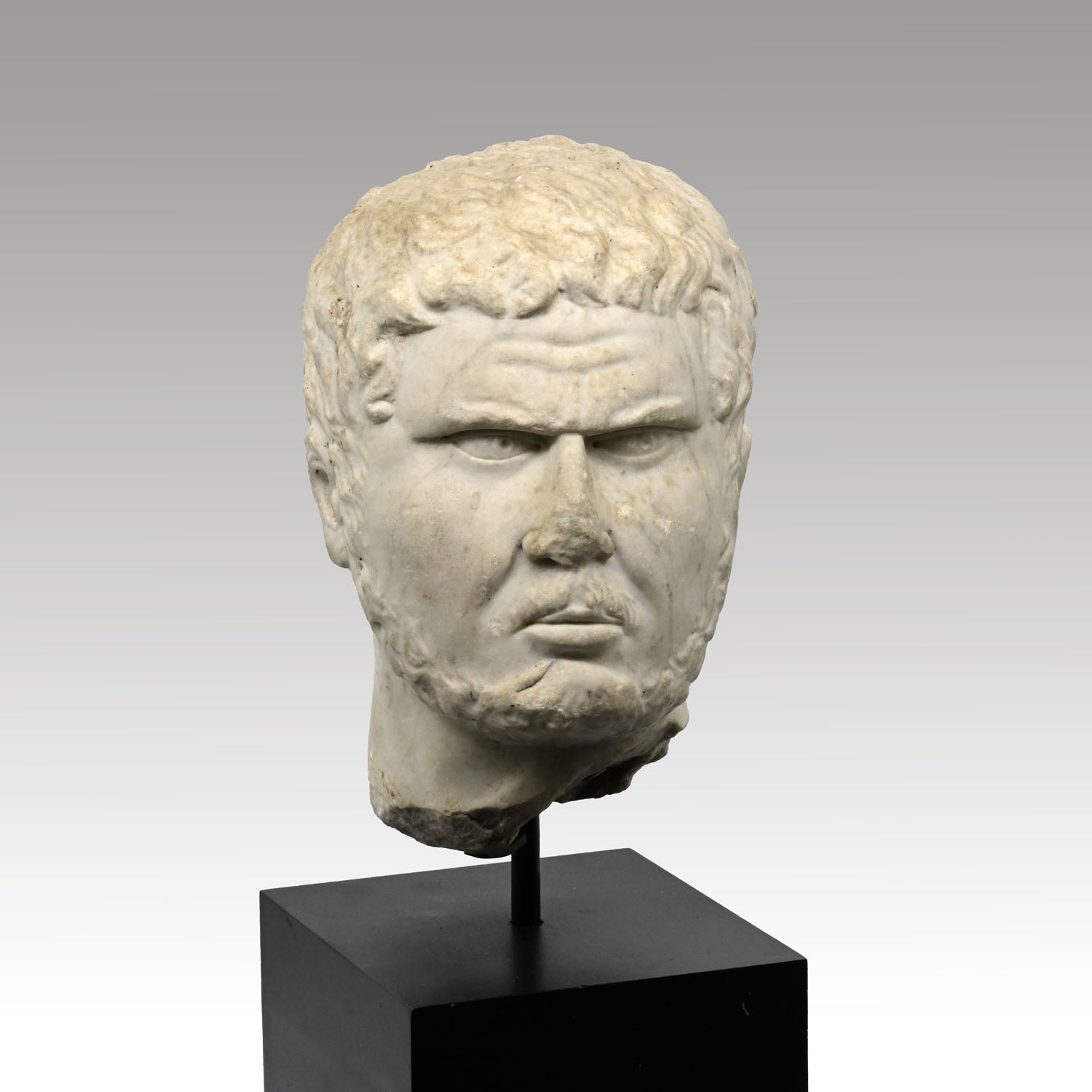 A Roman Marble Portrait Head of Caracalla, Roman Imperial Period, Severan Dynasty, Reign of Caracalla, 198 – 217 CE