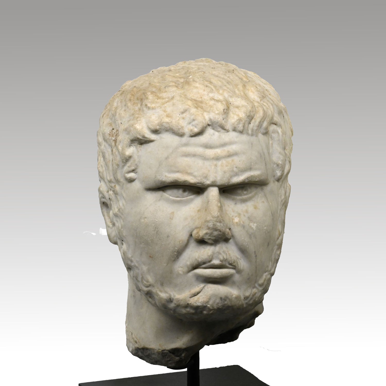 A Roman Marble Portrait Head of Caracalla, Roman Imperial Period, Severan Dynasty, Reign of Caracalla, 198 – 217 CE