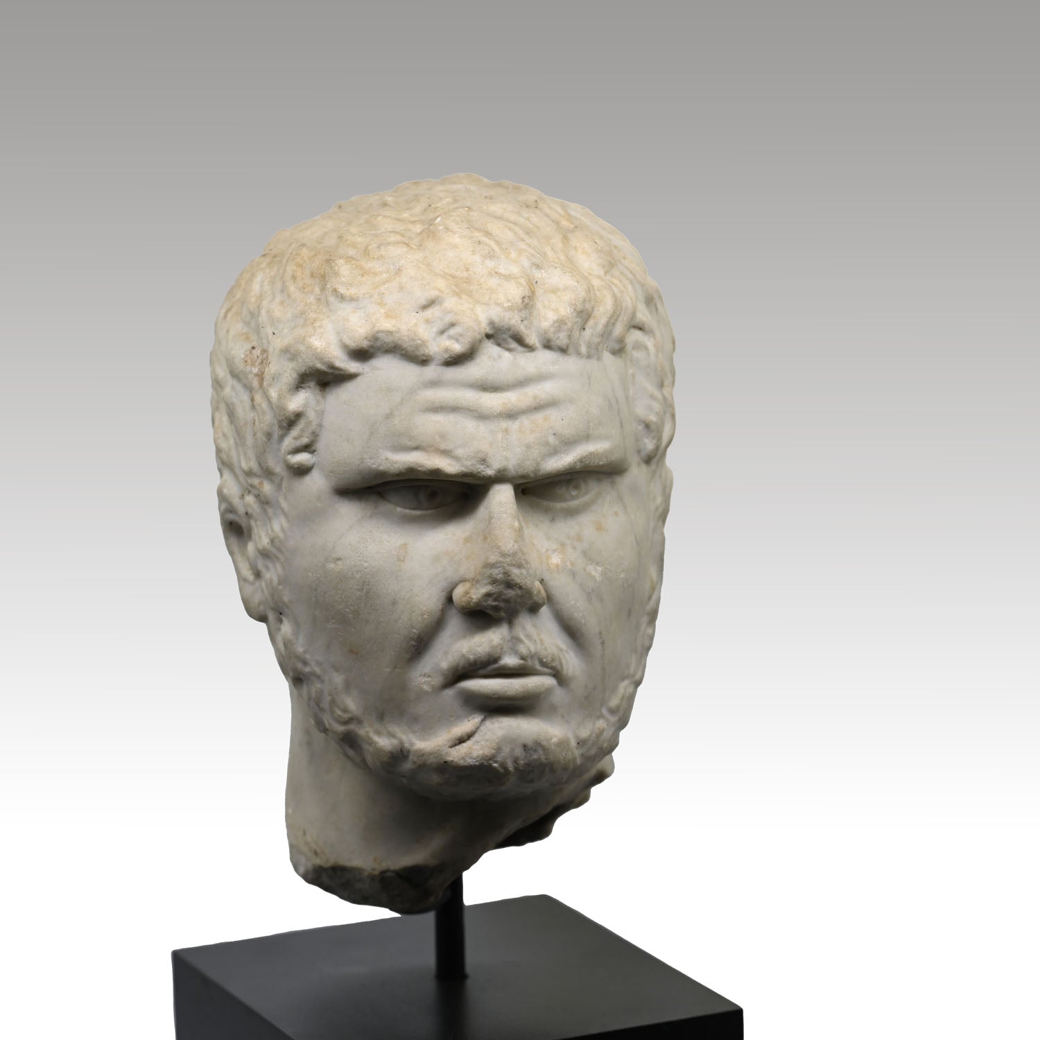 A Roman Marble Portrait Head of Caracalla, Roman Imperial Period, Severan Dynasty, Reign of Caracalla, 198 – 217 CE