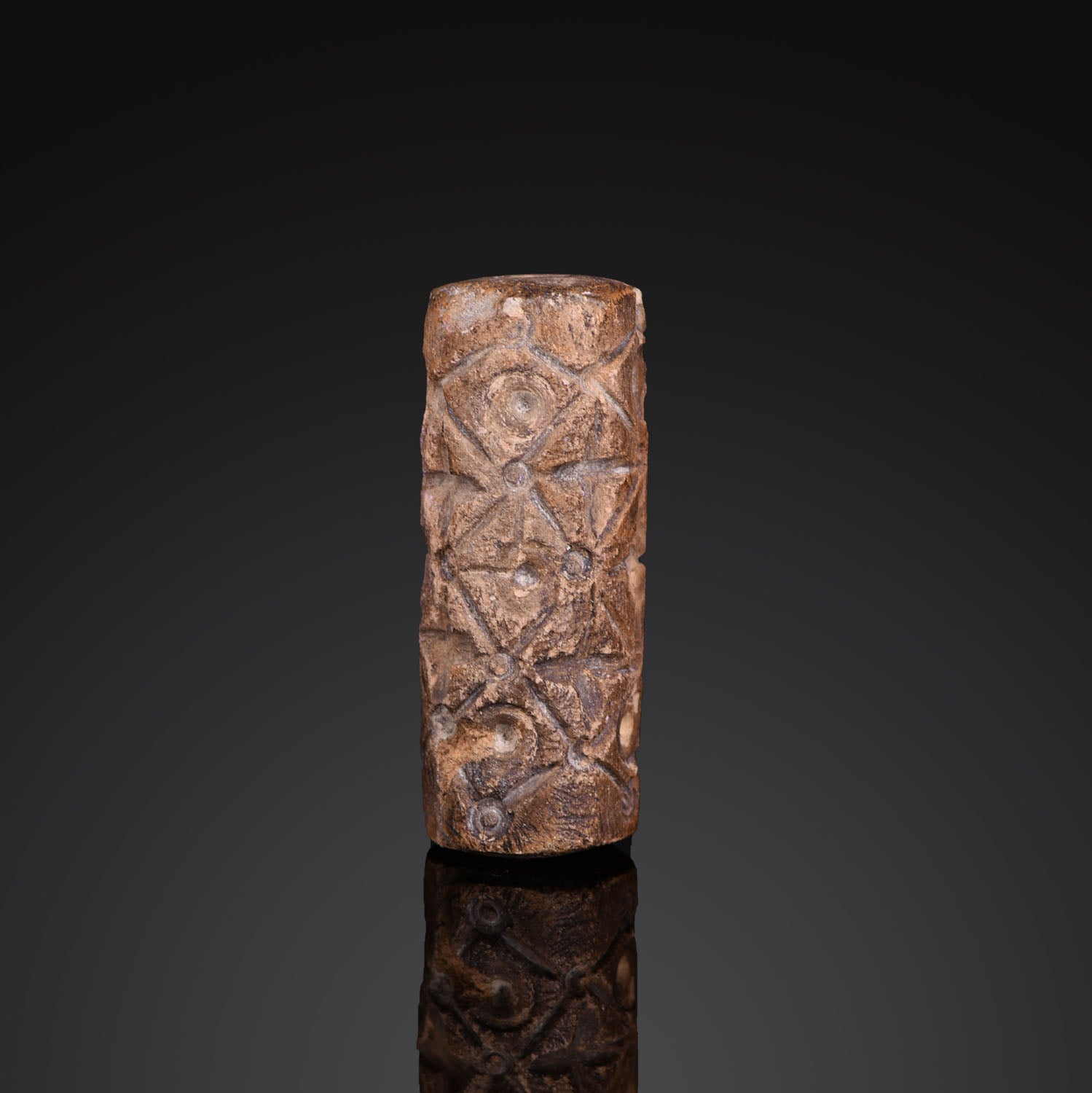A Levantine Steatite Cylinder Seal with Geometric Decoration, Late Bronze Age through early Iron Age, ca. 2nd - 1st Millennium BCE