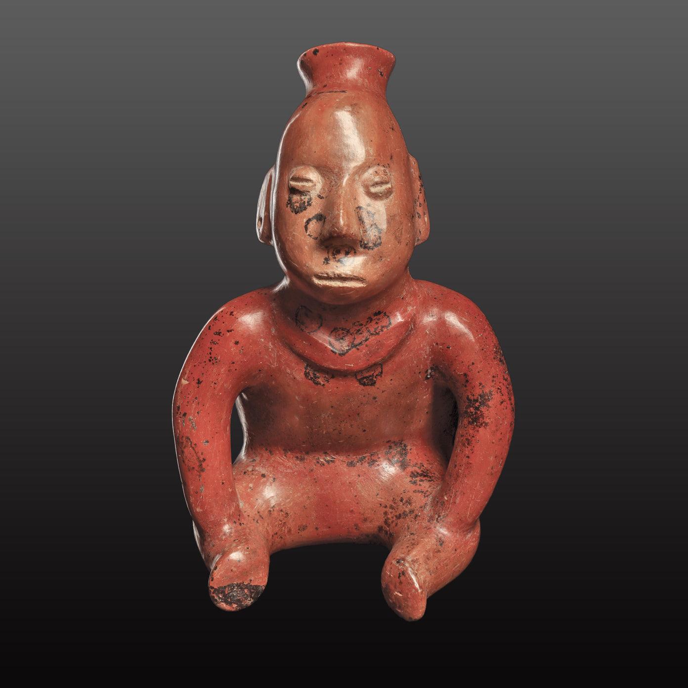 Colima Redware Seated Hunchback Figure, Protoclassic to Early Classic Period, ca. 100 BCE – 250 CE