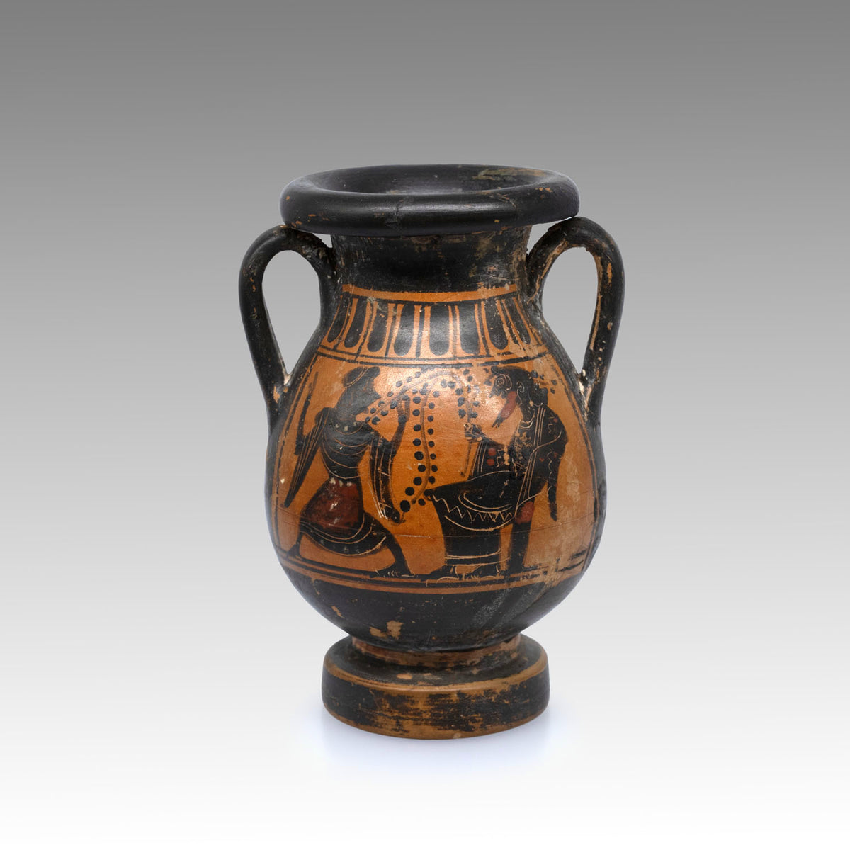 Greek Miniature Black Figure Amphora, Attributed to the Affecter Painter, ca. 6th century BCE