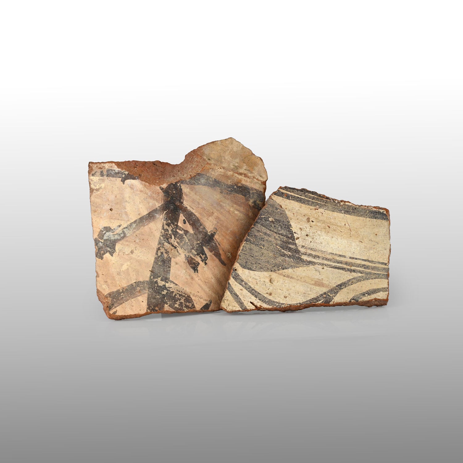 Two Egyptian Amarna Terracotta Painted Sherds, Amarna Period, ca. 1350 - 1334 BCE