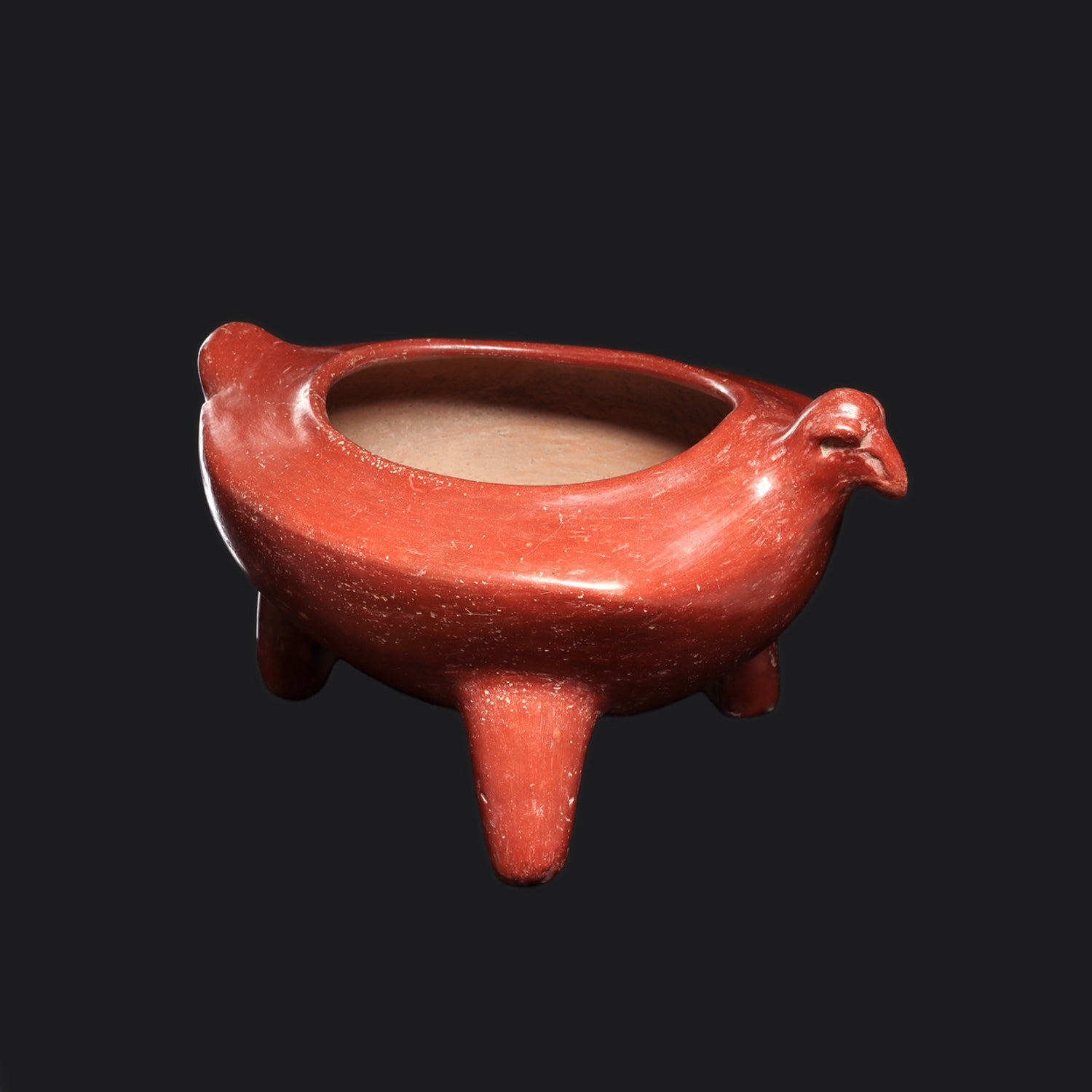 Eine dreibeinige Vogelschale aus Chupicuaro-Rotware, Präklassische Periode, ca. 400 - 100 v. Chr.