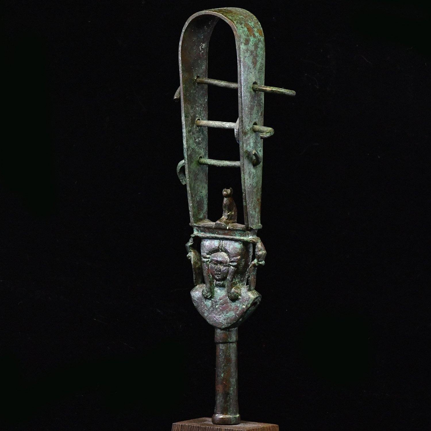 An Egyptian Bronze Sistrum, 26th Dynasty, Saite Period, ca. 664 - 525 BCE