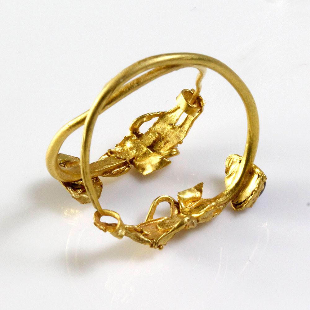 A Pair of Gold & Garnet Earrings of Eros, Hellenistic Period, ca. 2nd - 1st century BCE - Sands of Time Ancient Art