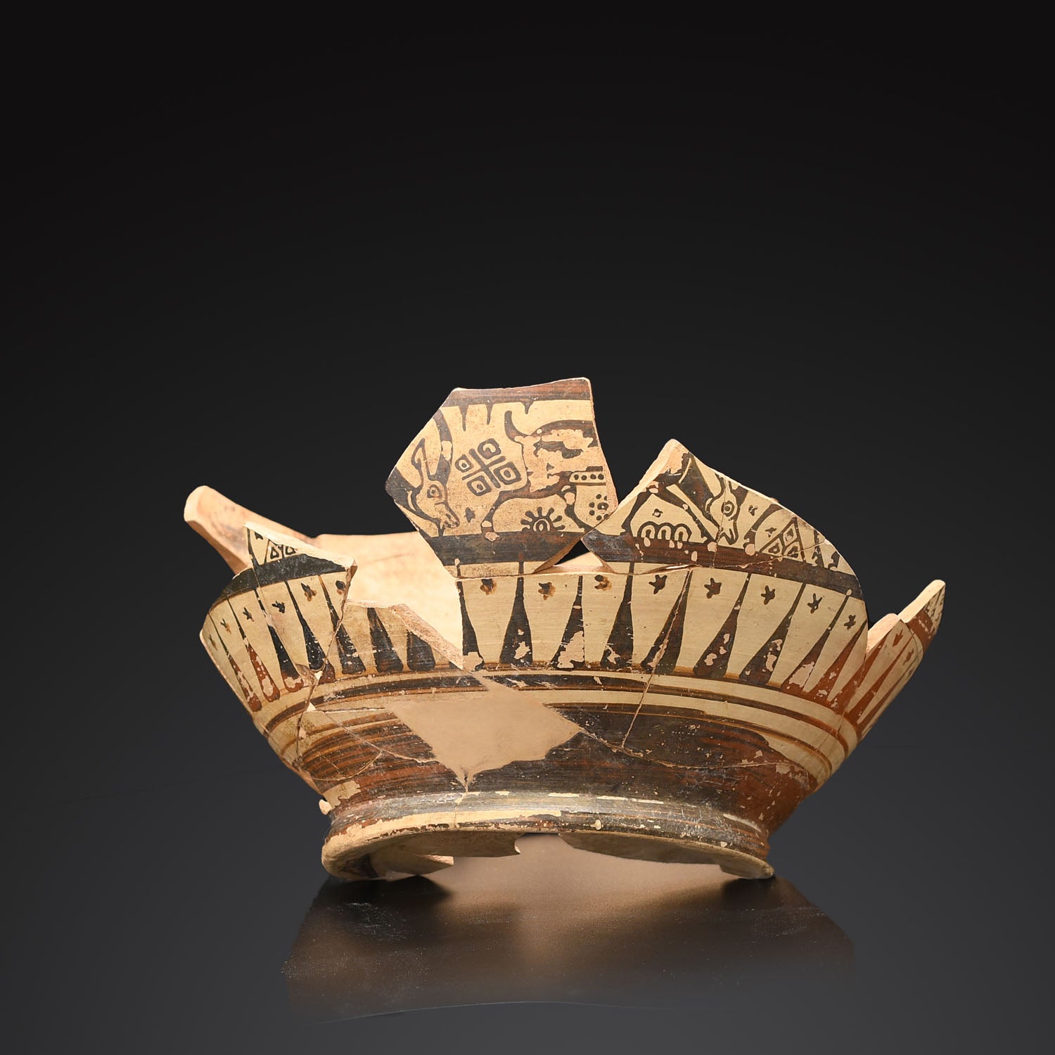 An East Greek Wild Goat Fragmented Vessel, Orientalizing Period, ca. 6th century BCE