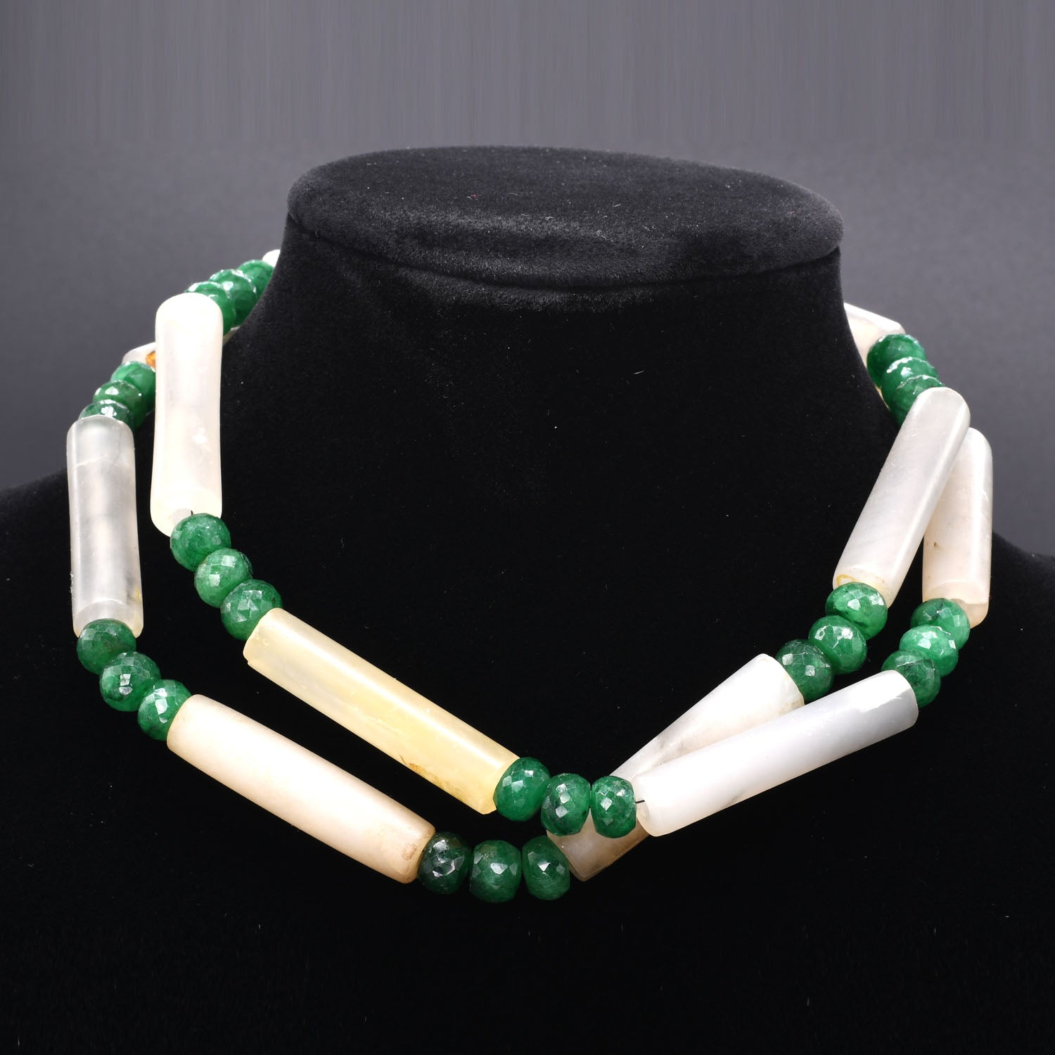 A Tairona Quartzite and Emerald Bead Necklace, ca. 500 - 1200 CE