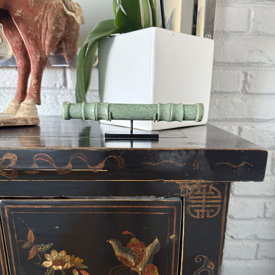 A Rare and Exceptional Maya Jade Tubular Bead, Classic Period, ca. 500 - 800 CE