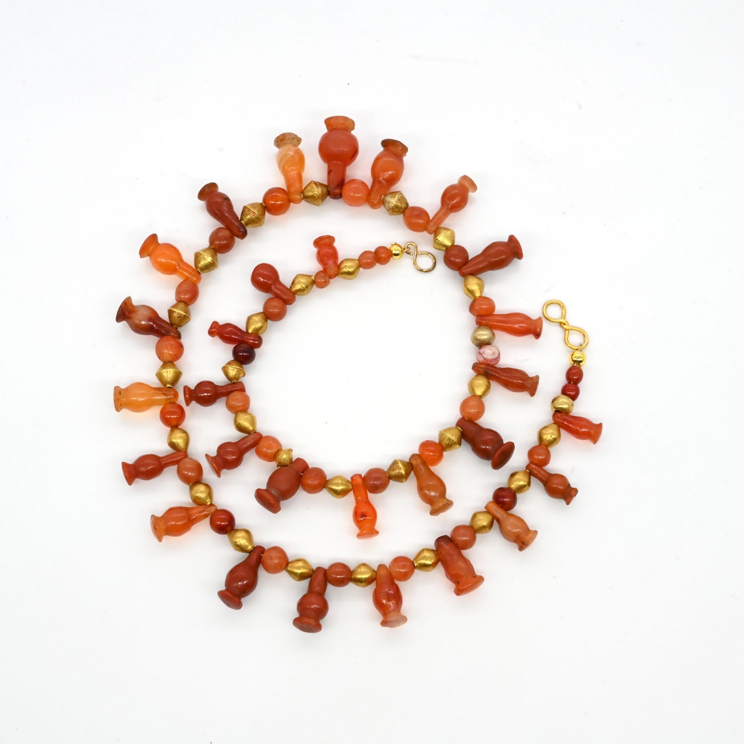 An Egyptian Carnelian and Gold Bead Necklace, late 18th Dynasty, ca. 1350 - 1295 BCE