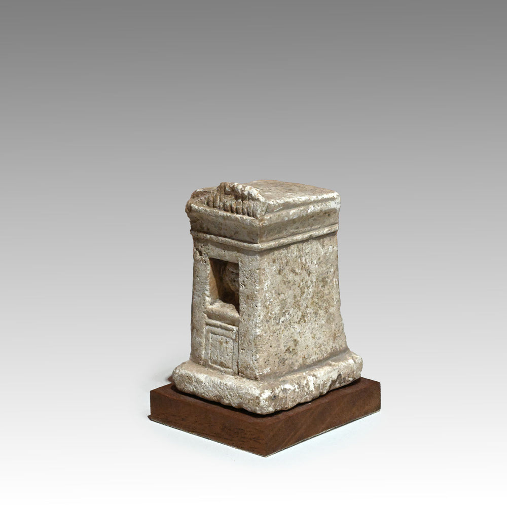 Egyptian Limestone Miniature Votive Shrine (Naos), Late Period, ca. 664 - 332 BCE