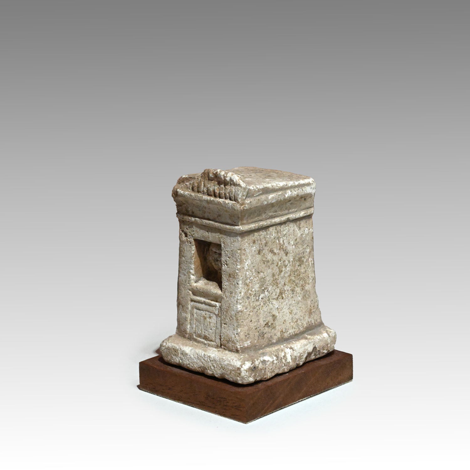 Egyptian Limestone Miniature Votive Shrine (Naos), Late Period, ca. 664 - 332 BCE