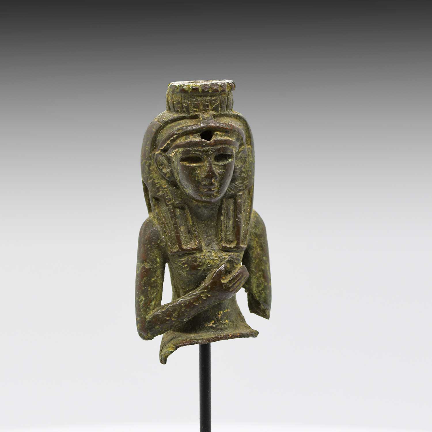 An Egyptian Bronze Fragmentary Status of Isis, Late Period, 26th Dynasty, ca. 664 - 525 BCE