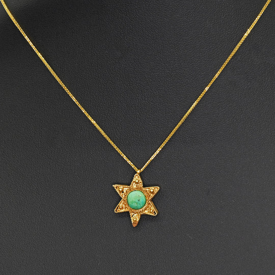 An Early Islamic Gold Seal of Solomon Pendant with Turquoise Inlay, Umayyad–Early Abbasid Period, ca. 7th–9th century CE