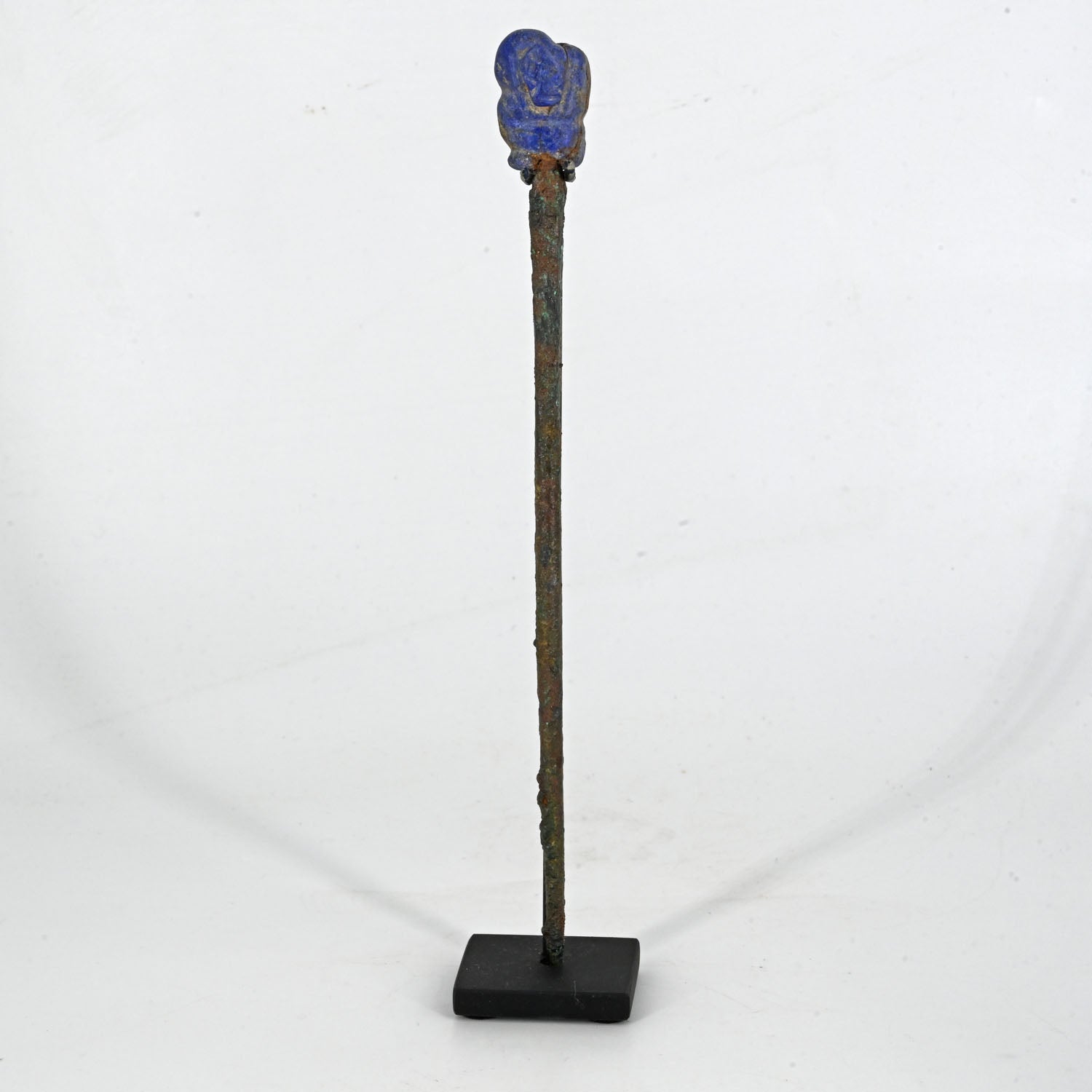 A rare Sumerian Copper Pin with Lapis Snake Finial, ca. 3rd millennium BCE