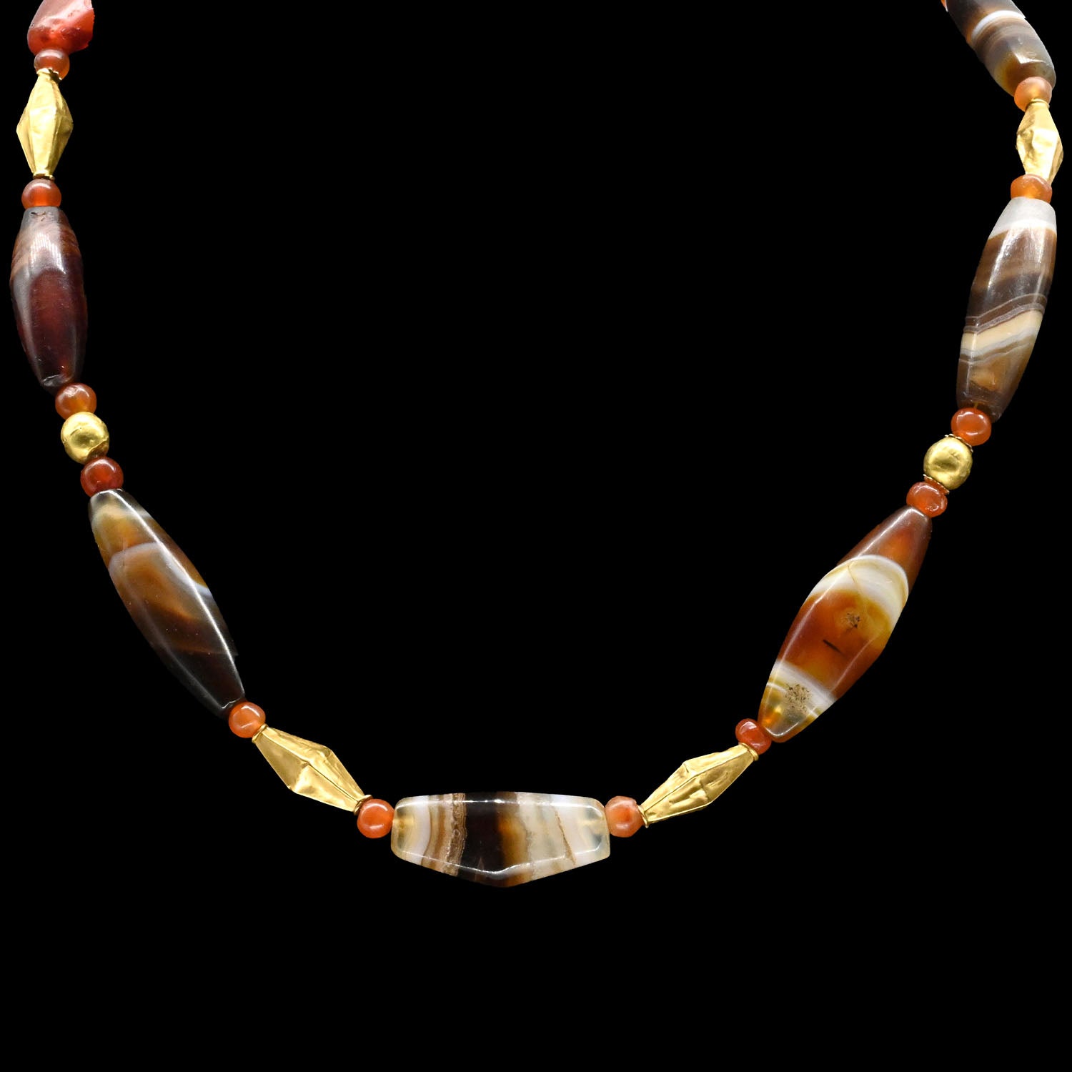 A Western Asiatic Agate and Gold Bead Necklace, ca. 78 - 20 BCE