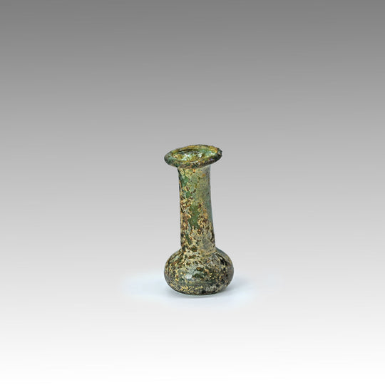 A miniature Roman Green Glass vial, ca. 1st - 3rd century CE