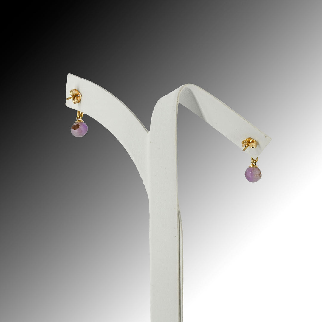 Gold Earrings with Roman Amethyst Beads, Roman Imperial Period, ca 1st - 2nd century CE