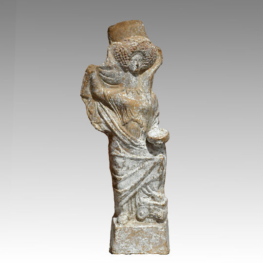 Boeotian Terracotta Standing Female with Veil, Classical Period, ca. 400 - 375 BCE