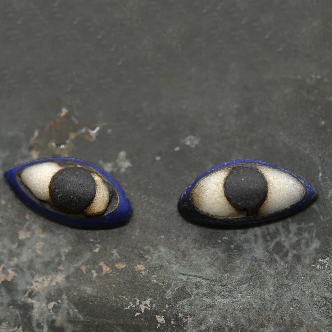 A pair of Egyptian Lapis Lazuli Eye Inlays, New Kingdom, ca. 1550 - 1069 BCE